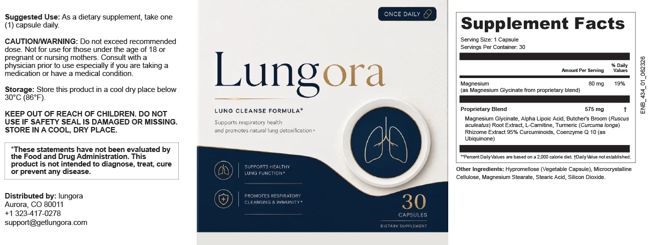 Lungora product label showing ingredients and usage instructions